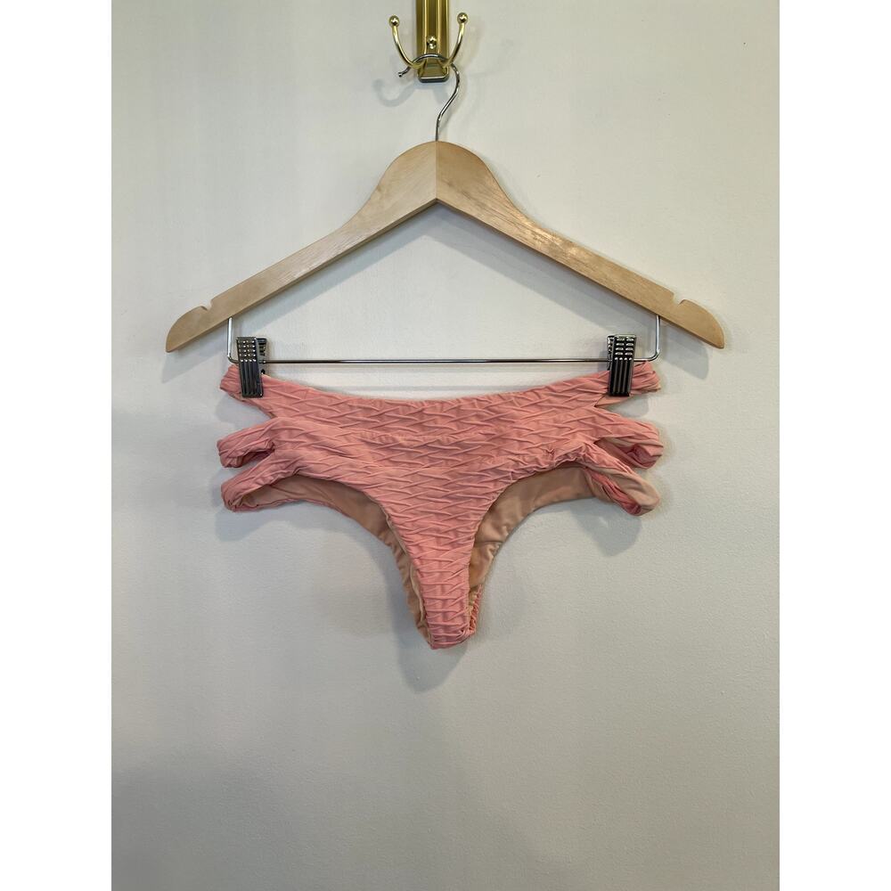 O'Neill Textured Pink Bikini Bottoms Cutout Side Cheeky Swim Size Small